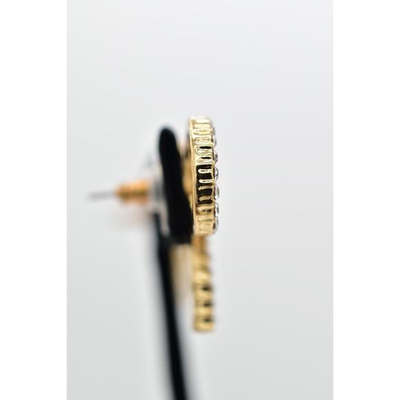 Vintage Crystal Bow Earrings Rhinestone Gold Tone Dangle Post Shiny NOS Y2K A22 - Picture 8 of 12